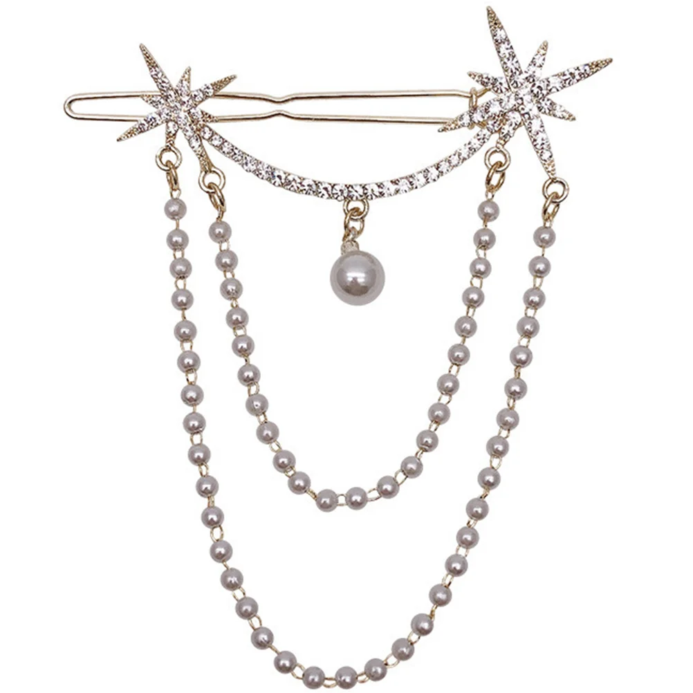 

Star Bead Chain Hairpin Clips for Women Accessories Girl Fancy Barrettes Women's Tassel Rhinestone