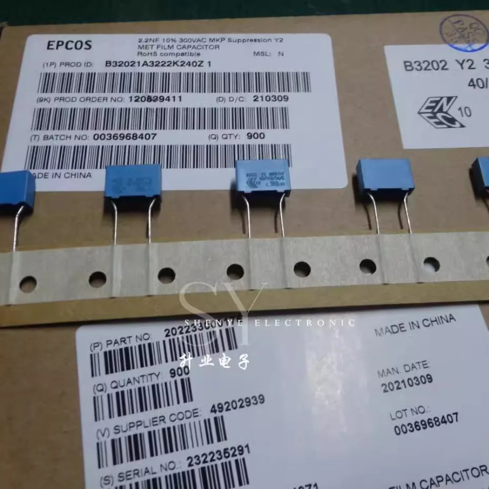 

10PCS EPCOS 0.0022uf/300vAC 2.2nf 2200pf 2n2 222 Y2 New film capacitance 10MM