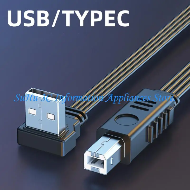  Flat USB A to USB B Printer Cable for Computer and USB-B Devices, 480Mbps Data Cord with Reinforced Ends for Printers