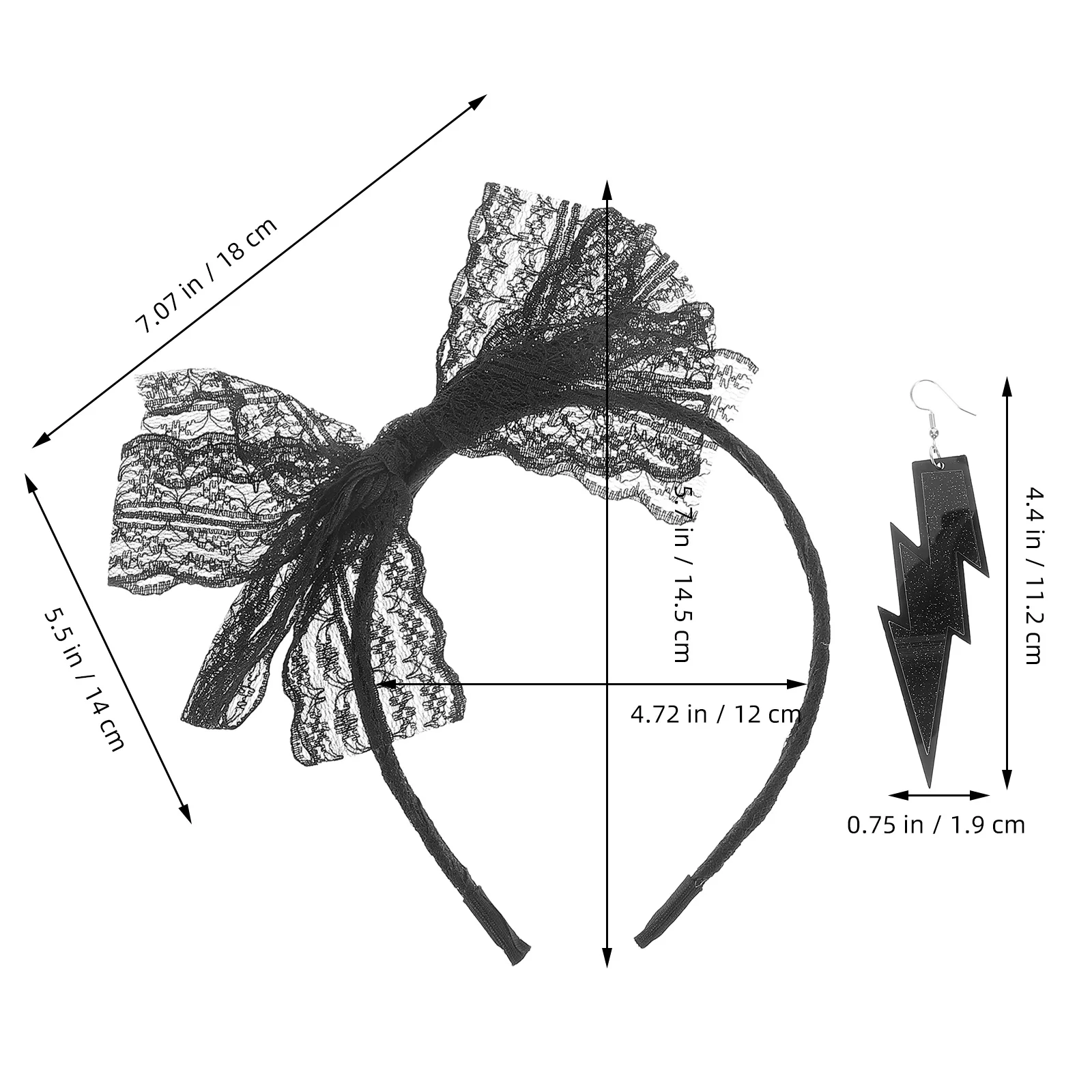 Ensemble de boucles d'oreilles bandeau en dentelle néon pour femmes, accessoires de fête pour Costume d'halloween, décorations de nœud de cheveux scintillantes pour dames