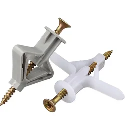 50set Plastic Nylon Plane Type Expansion Bolt for Hollow Brick Wood Gypsum Board Hollow Wall Drywall Anchor Plastic Plug Dowel