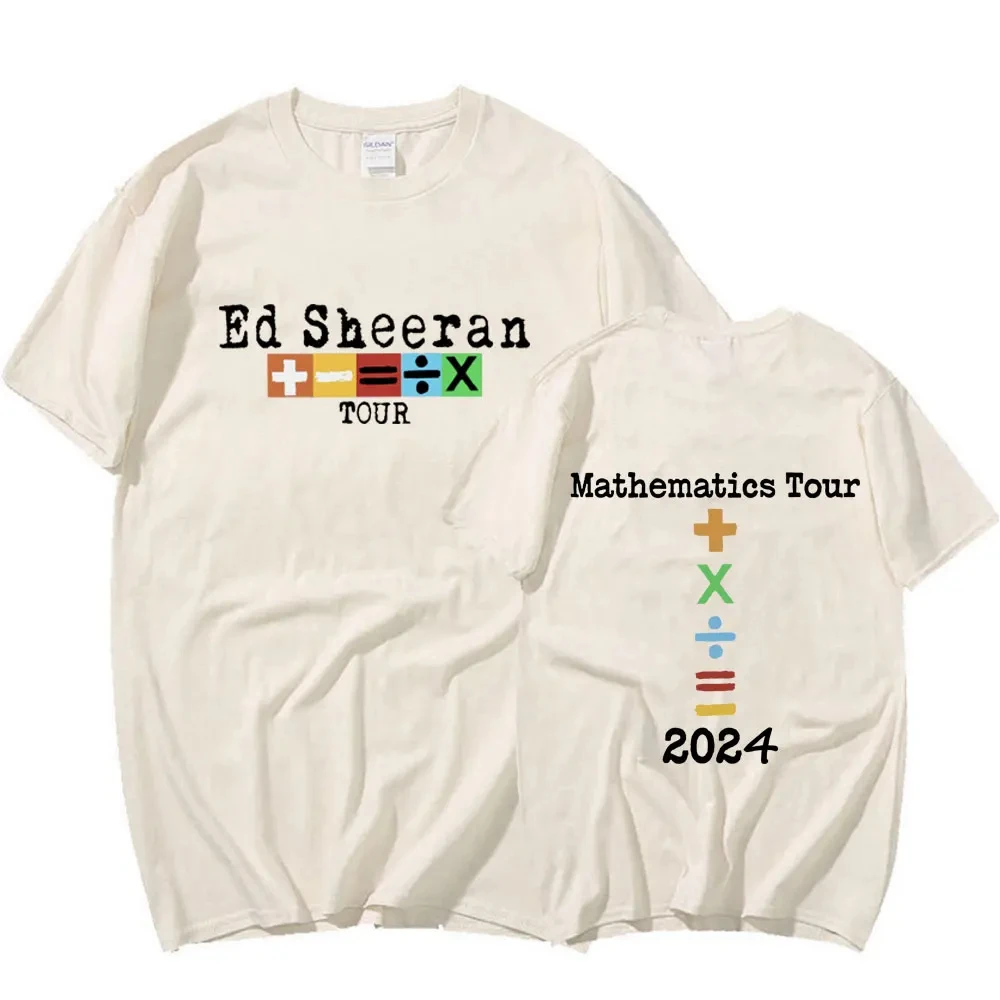 Ed Sheeran 2024 Concert Tour Mathematics T Shirt Fans Gift 100% Cotton Casual T-shirts Men's Vintage Hip Hop Tee Shirt Oversized