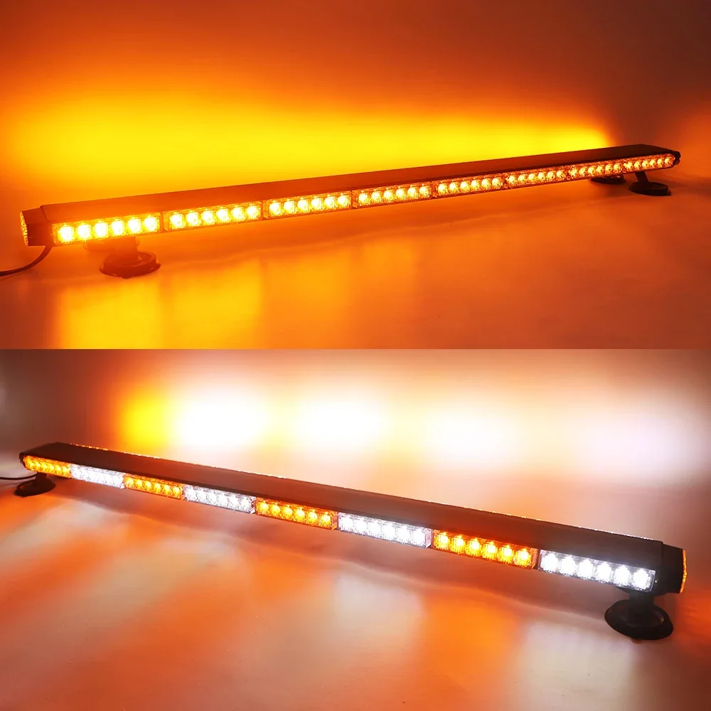 LED Flash Warning Light Bar 25' 37' 48' Amber Yellow White Safety Strobe Emergency for Car Truck Tow with 26 Modes