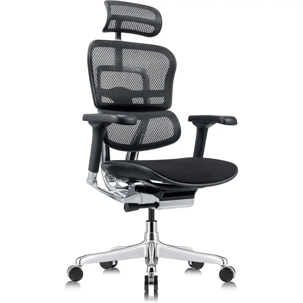 

High-Back Ergonomic Office Chair with Synchronized Recline, Adjustable Lumbar Support, and Armrest Height, Black