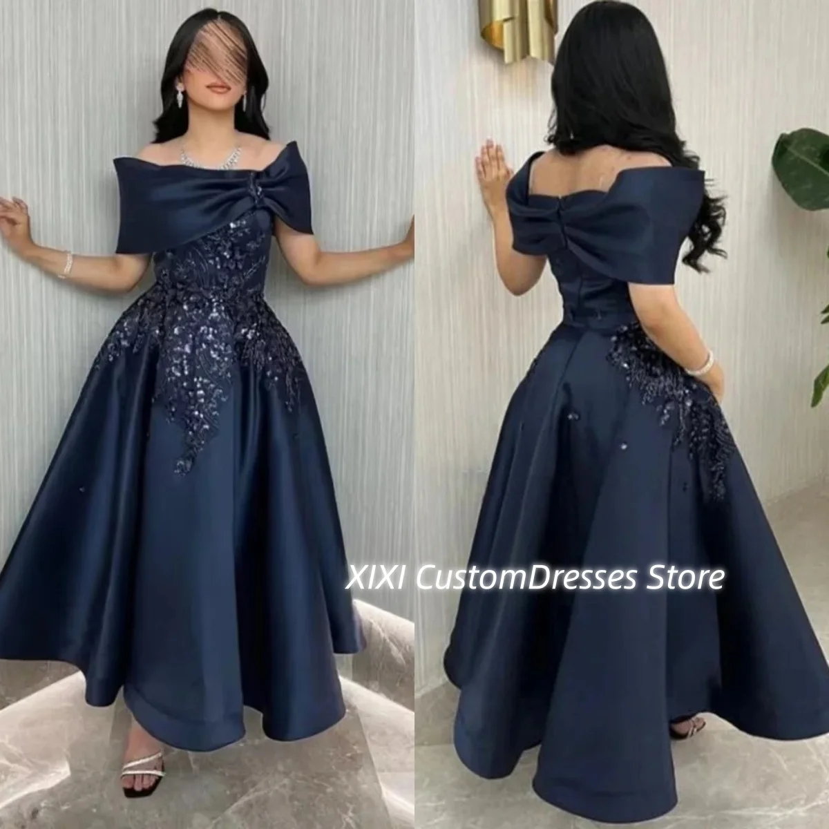 

Выпускные платья трапециевидной формы с открытыми плечами Женские вечерние платья по индивидуальному заказу Кружевные платья до щиколотки для торжественных случаев на молнии