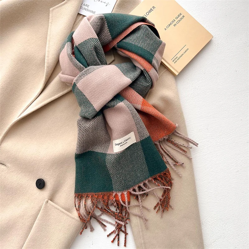 2024 Warm Luxury Brand Cashmere Scarf Women Thick Print Shawl and Wraps Ladies Blanket Foulard Winter Pashmina Bandana Bufanda