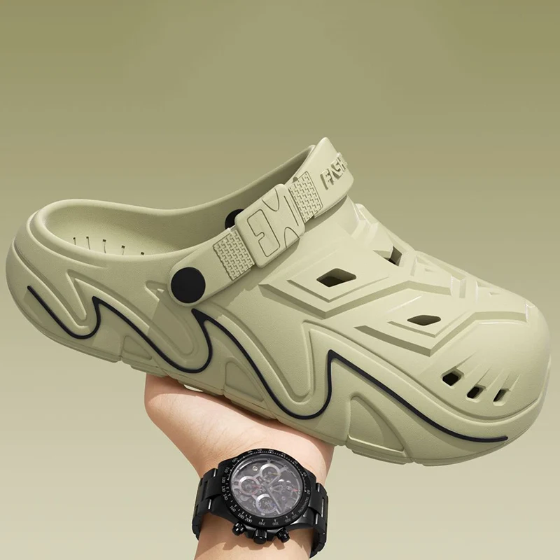 Outdoor Thick Bottom Men's Clogs 2026 Eva Soft Sole Non Slip Summer Sandals Men Comfy Waterproof Hollow Out Sport Beach Sandles