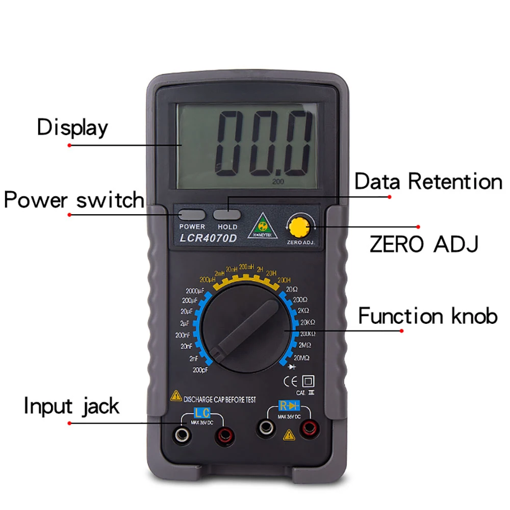 Probador de condensador Digital LCR, inductancia profesional, capacitancia, multímetro, LCR4070D, A623, A6013L