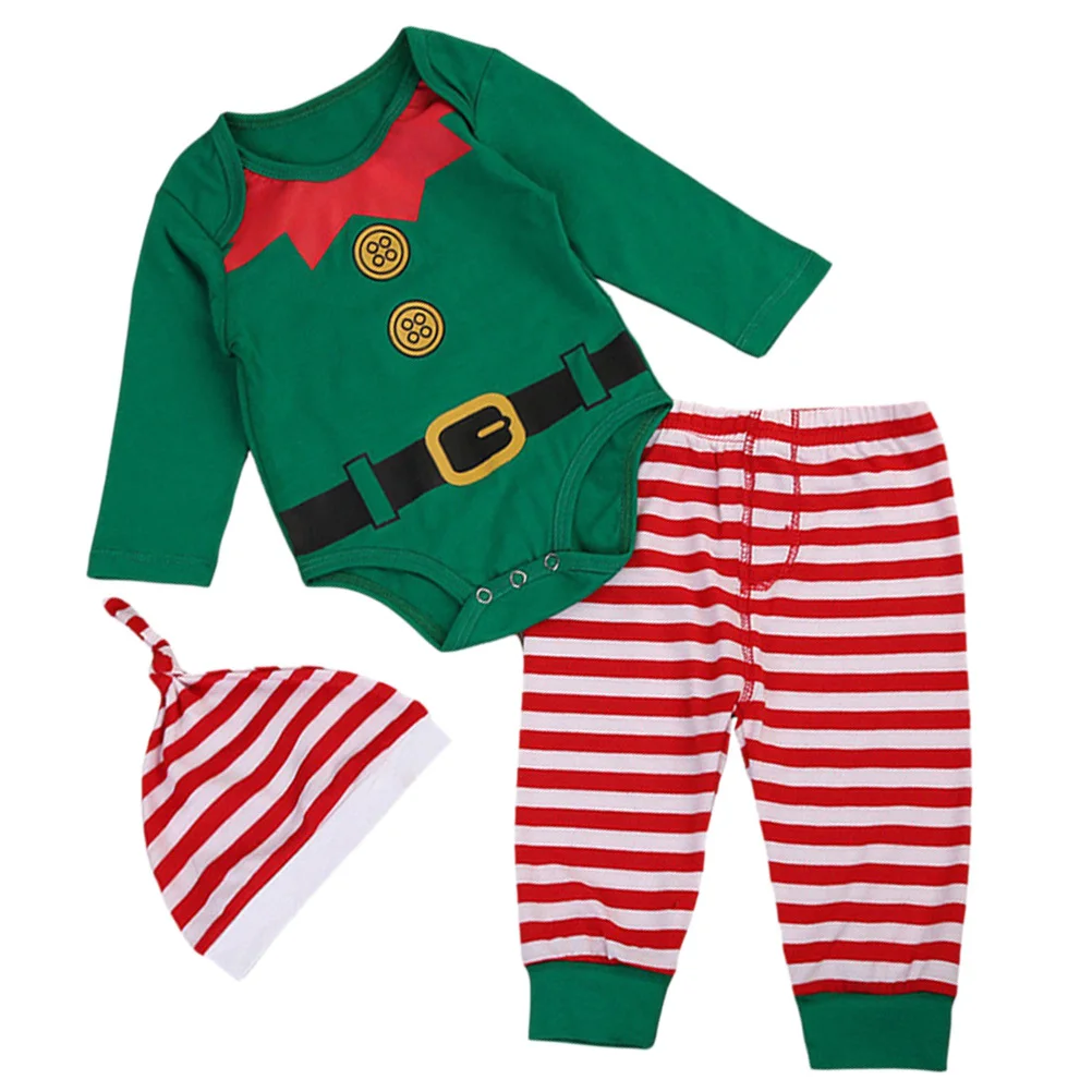 

3Pcs Infant Rompers Cotton Baby Jumpsuit Long Sleeve Christmas Outfit for Floor Walking Sleeping Photography Unisex Baby