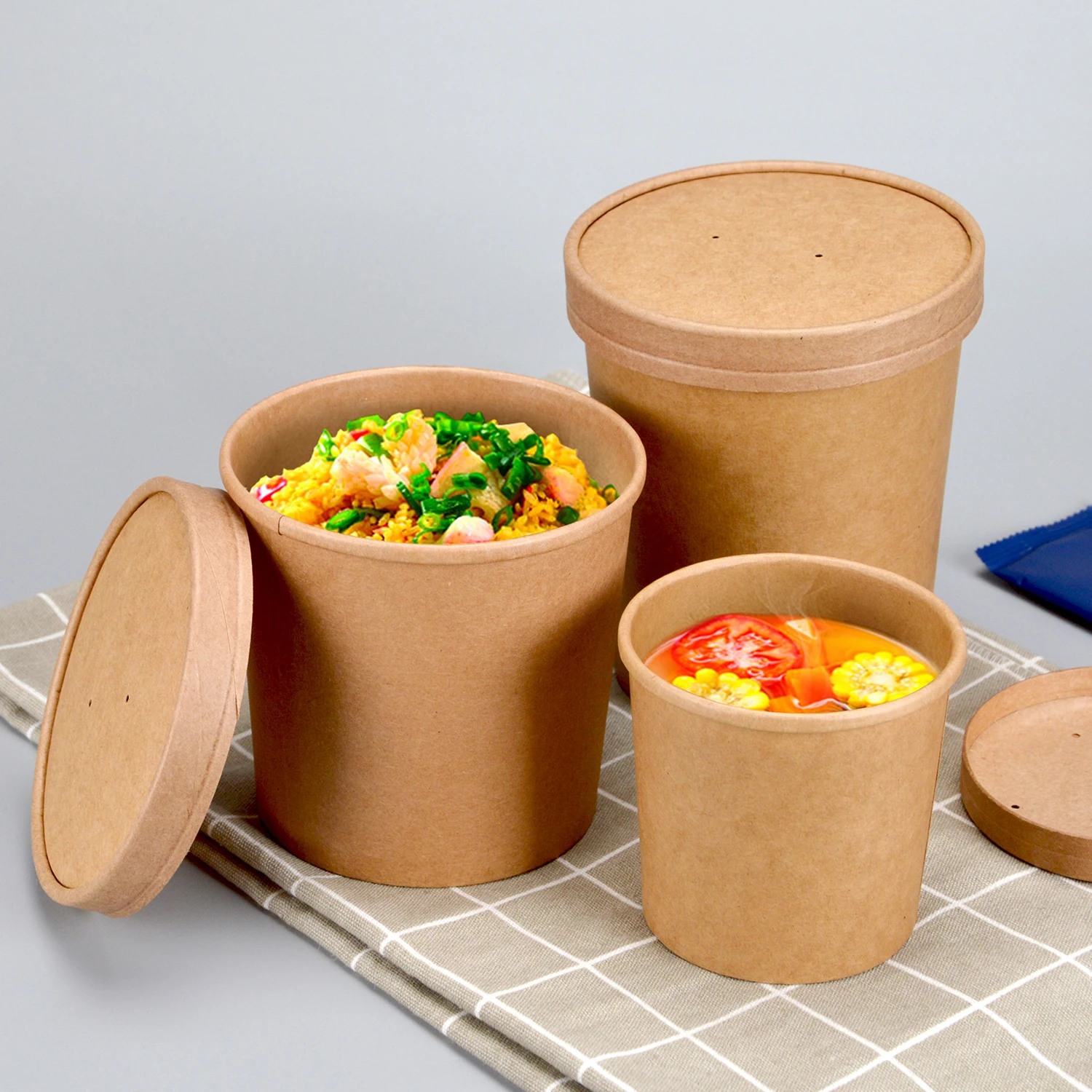 10pcs kraft paper bucket party snack box snack box Congee bucket noodle bowl