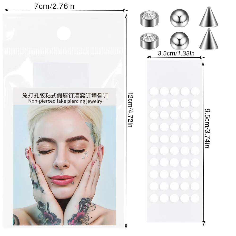 1 مجموعة فاسق وهمية الحاجب الدائري الأنف مسمار الشفاه Labret ترصيع فو البطن خواتم استبدال الكرة مخروط كريستال غير ثقب الجلد Ancho #4