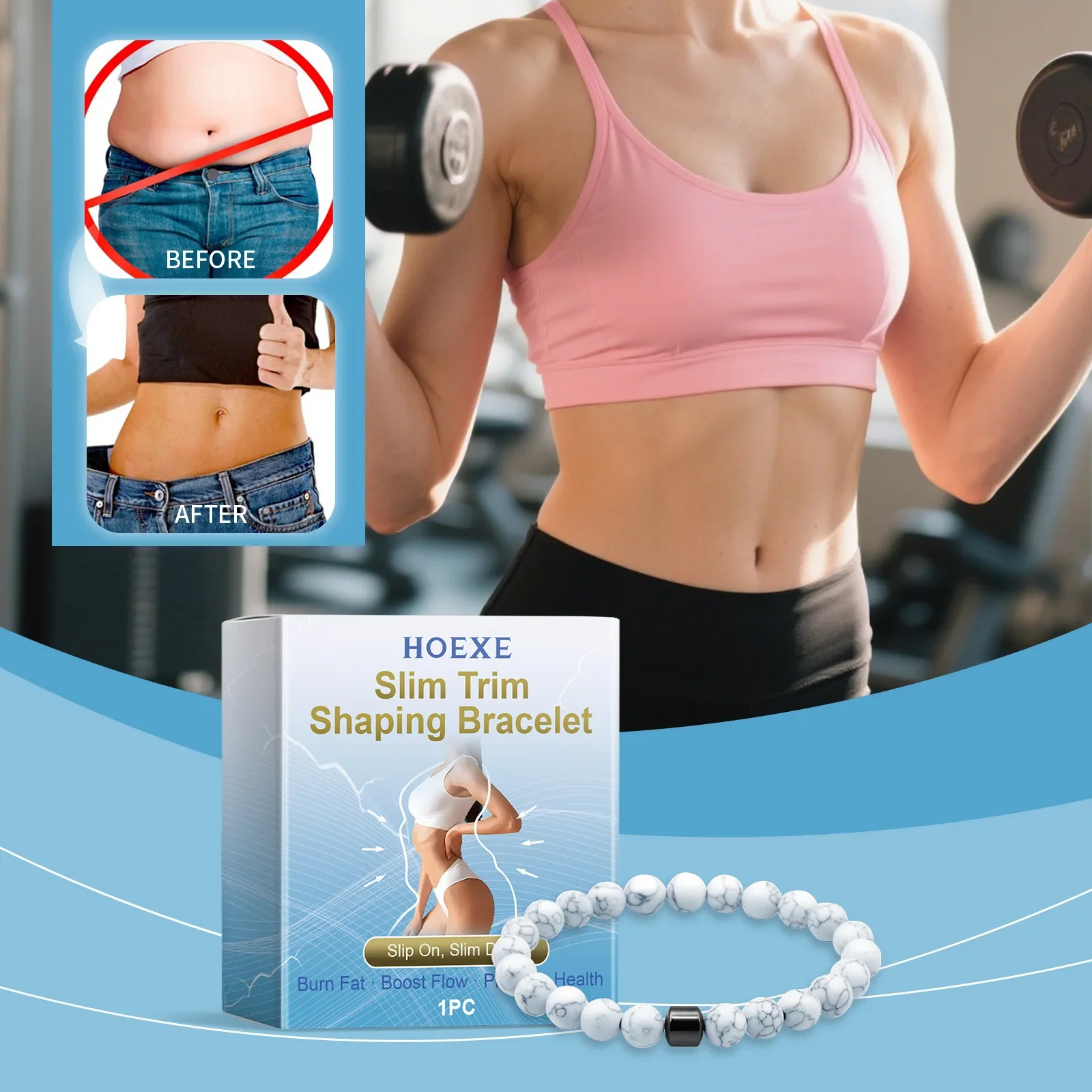 Women's jewelry bracelet, energy bead, elastic magnetic therapy, health and weight loss bracelet, slimming women's health care
