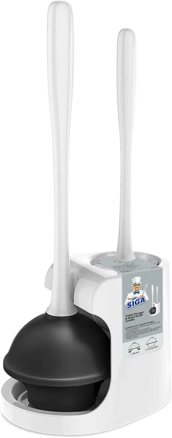

Toilet Plunger and Bowl Brush Combo for Bathroom Cleaning, White, 1 Set - Efficient Bathroom Tool