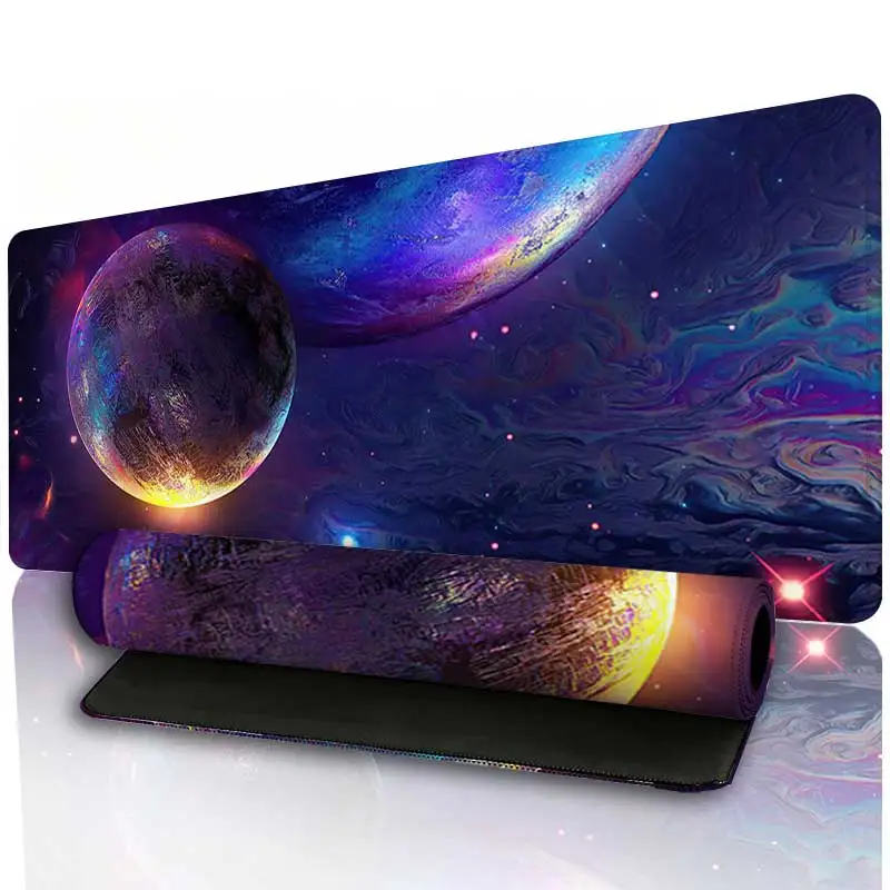Gas Giant Planet Space Galaxy Mouse Pad Purple Nebula Cosmic Large Gaming Desk Mat Sci-Fi Non-Slip Keyboard Pads for Home Office