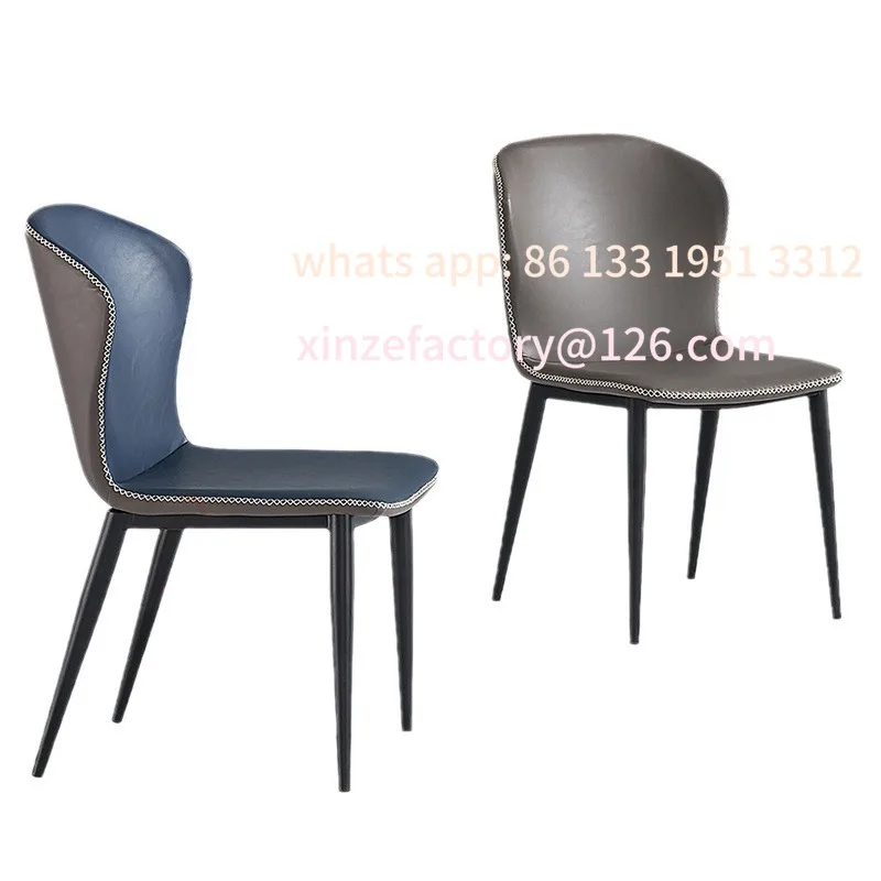 

Modern Simple Light Luxury Coffee Hotel Back Carbon Steel Dining Table Chair Leisure Negotiation