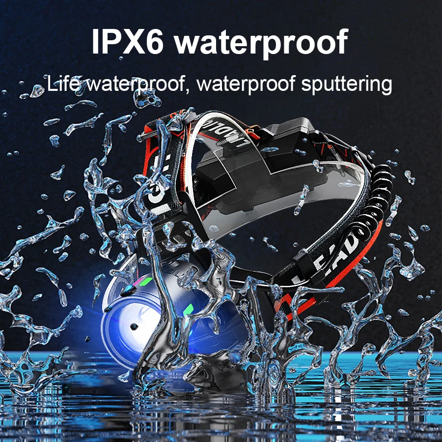 Rechargeable LED Headlamp 1000000LM Head LED Front Flashlight Most Powerful Long Range Headlight Outdoor Fishing Camping Lights