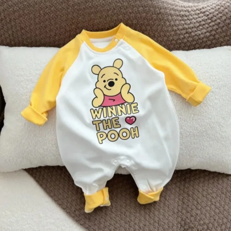 New Spring Autumn Baby Girls Boy Romper Cartoon Winnie The Pooh Long Sleeve Casual Bodysuit Infant Outing Jumpsuit K3126-3