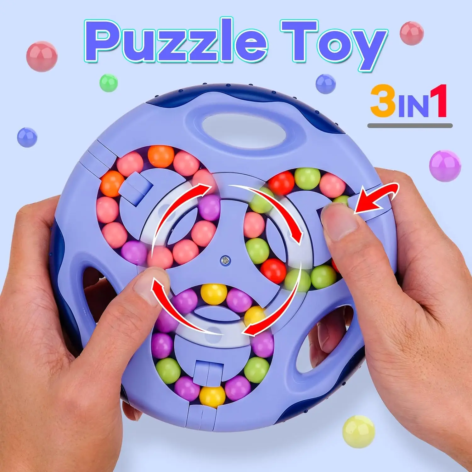 Magic Bean Rotating Cube Rotating Finger Puzzle Fidget Toy Boys Handheld Spinner Stress Anxiety Relief Ball Game Sensory Toys