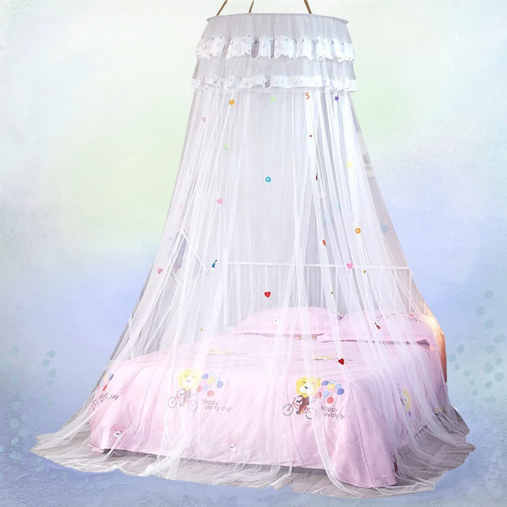 

1pc Dome Bed Canopy Lightweight Lace Hanging Mosquito Net For Home Hotel Bedroom Use White Round Net Bed Netting Tent