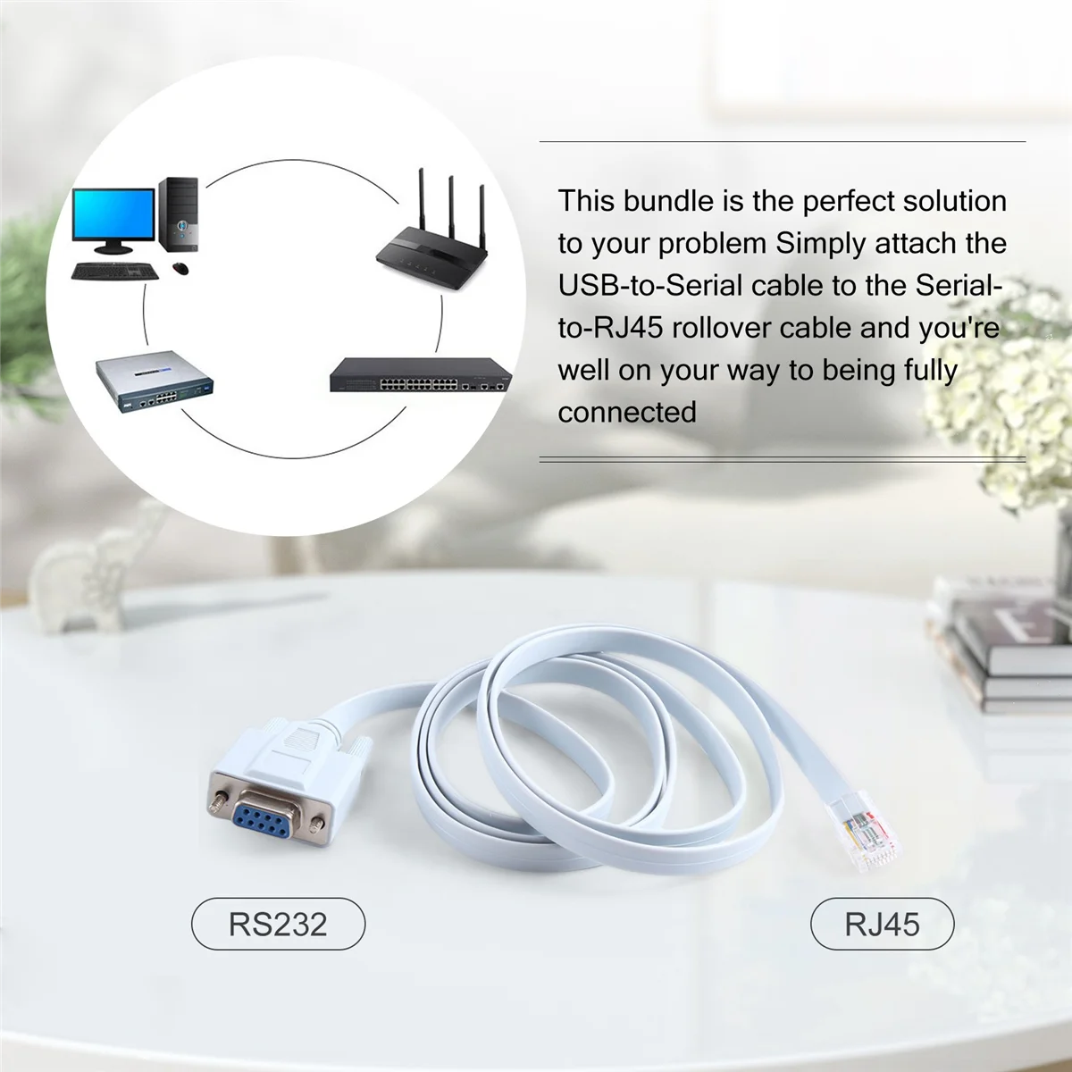 RJ45 สายเคเบิลเครือข่าย Serial Cable Rj45 to DB9 และ RS232 to USB (2 in 1) CAT5 Ethernet Adapter LAN คอนโซลสาย