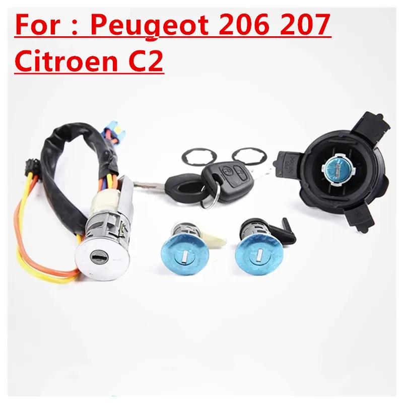 

Replacement Auto Full Set Door Lock Cylinder Fit For Peugeot 206 207 For Citroen C2 With 2 Pcs Key