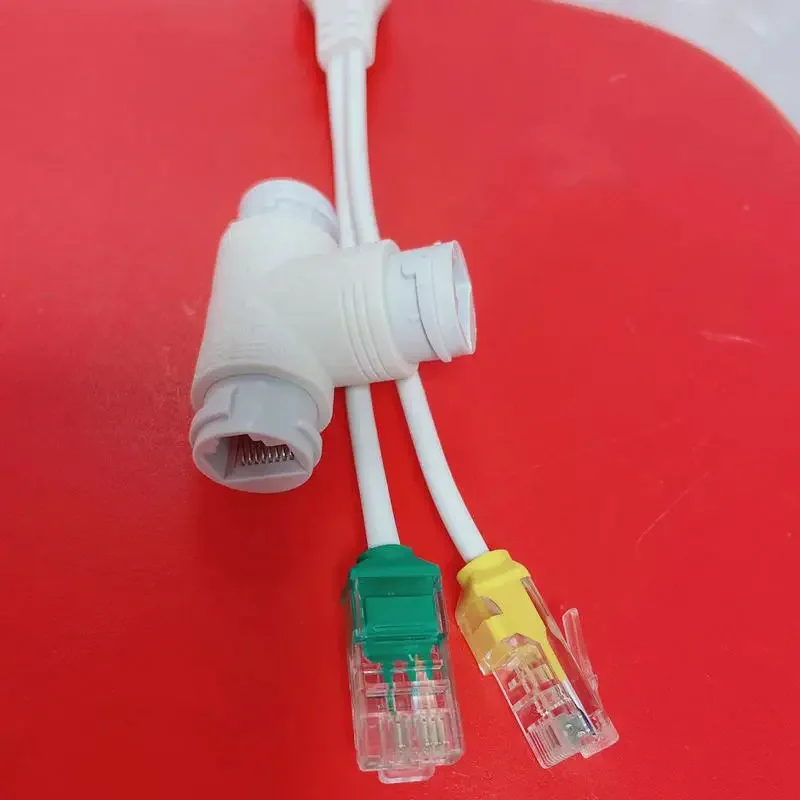 POE Splitter 2-in-1 Network Cabling Connector Three-way RJ45 Connector for Security Camera install Transmission & Cables