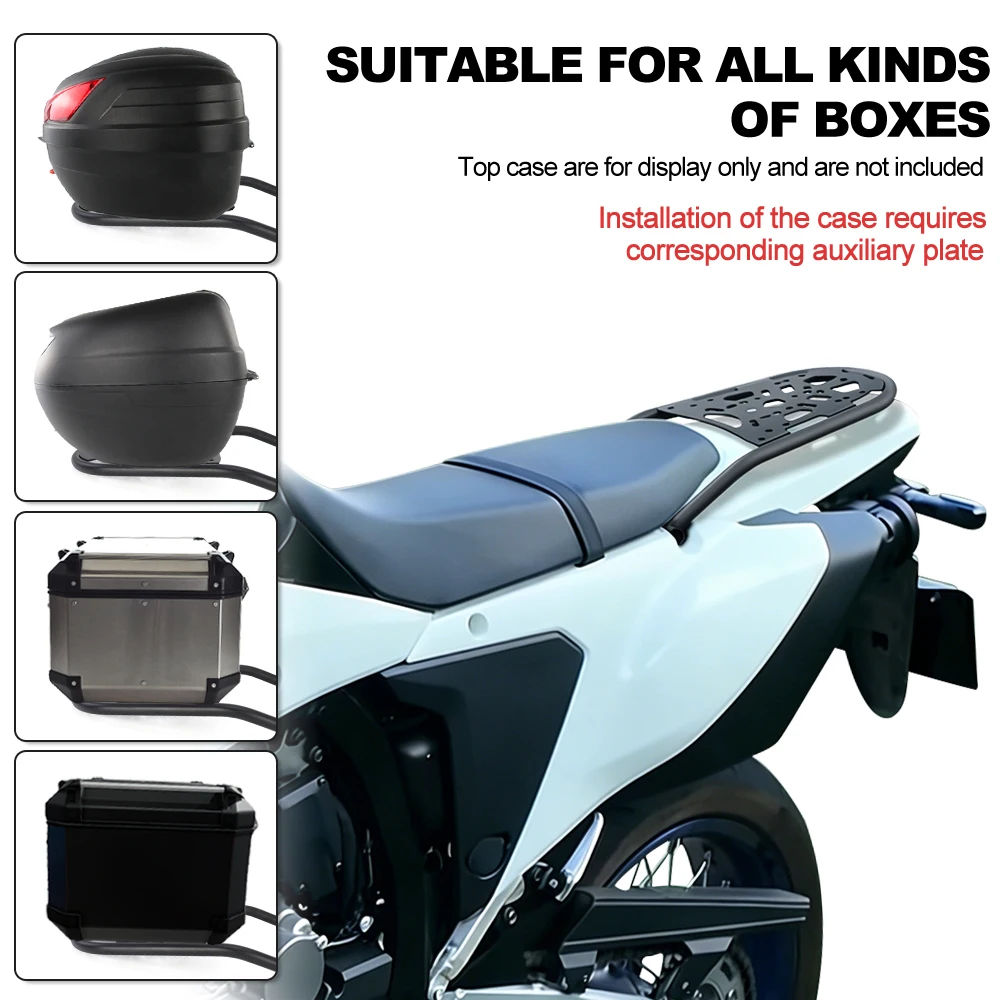 Motorcycle Black Steel Rear Luggage Carrier Rack Cargo Rack Storage Top Case Support DR-Z4S / DR-Z4SM 2025-2027 Fit For SUZUKI