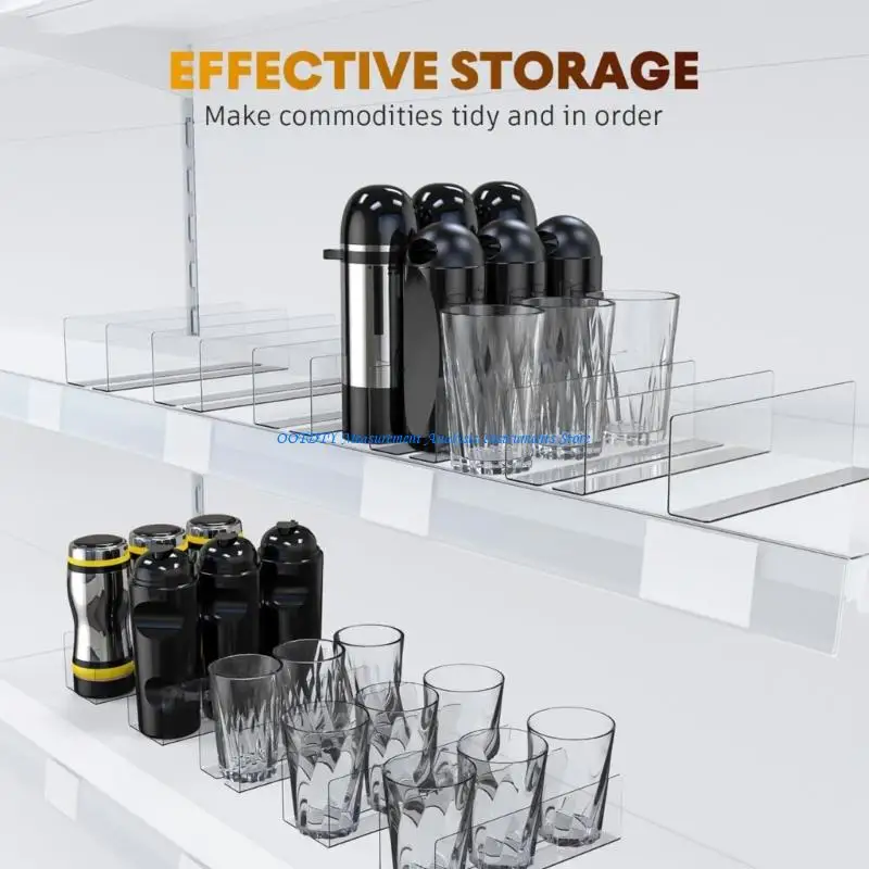 367D 6Pieces Clear L Shaped Acrylic Shelf Organizers Dividers for Storage Solution