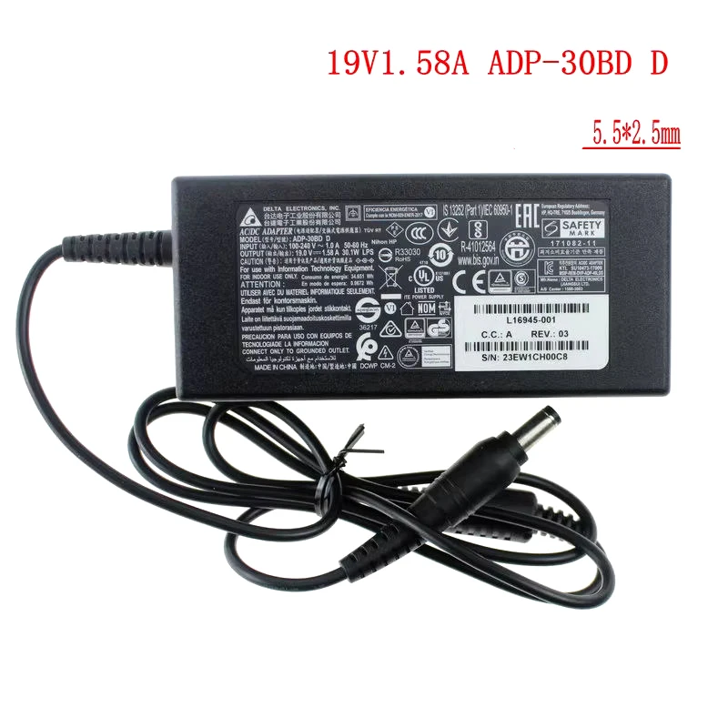 

Genuine Delta ADP-30DB D 19V 1.58A 1.5A 30W 5.5*2.5mm AC Adapter Charger For AOC 238LM00013 Monitor Power Supply SUN-1900150