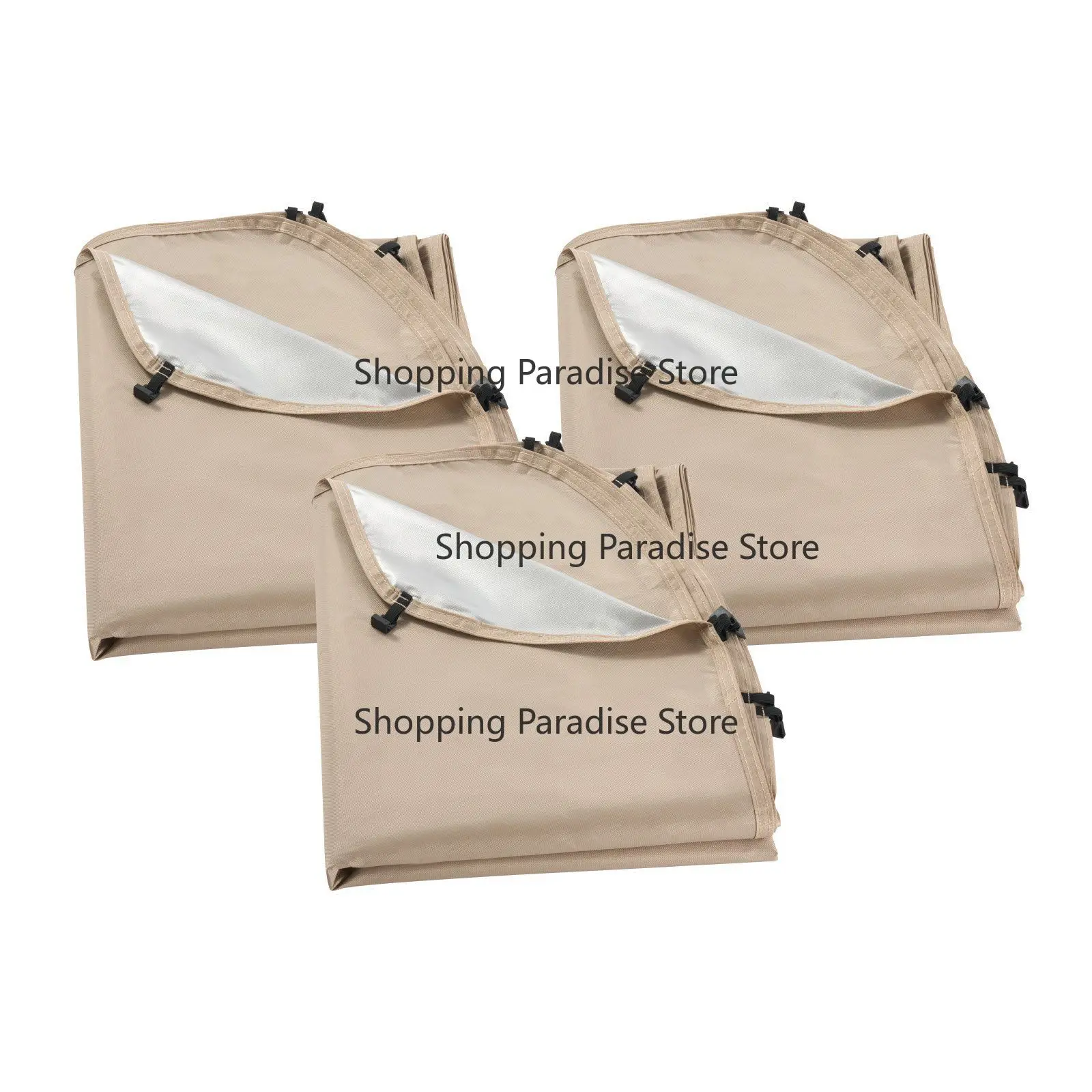 Beige 300D Oxford Silver-Coated Fabric Shade Sail Canopy Covers Pack 3 5.51 X 4.59 ft for Outdoor 12 X 11 ft Screen House Tent