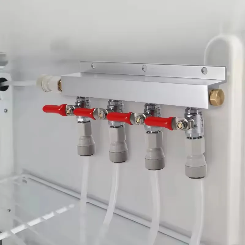 New Threaded Co2 Gas Manifold Splitter, 4-Way Aluminum Gas Distributor with Quick Connector