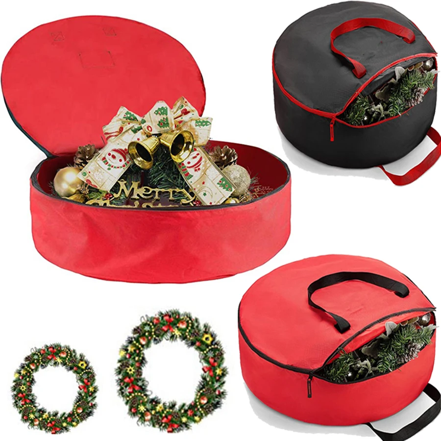 FoldableXmas Decoration Wreath Storage Bag Christmas Tree Oxford Cloth Bag For Storing Christmas Utenciles Garland Home Storage