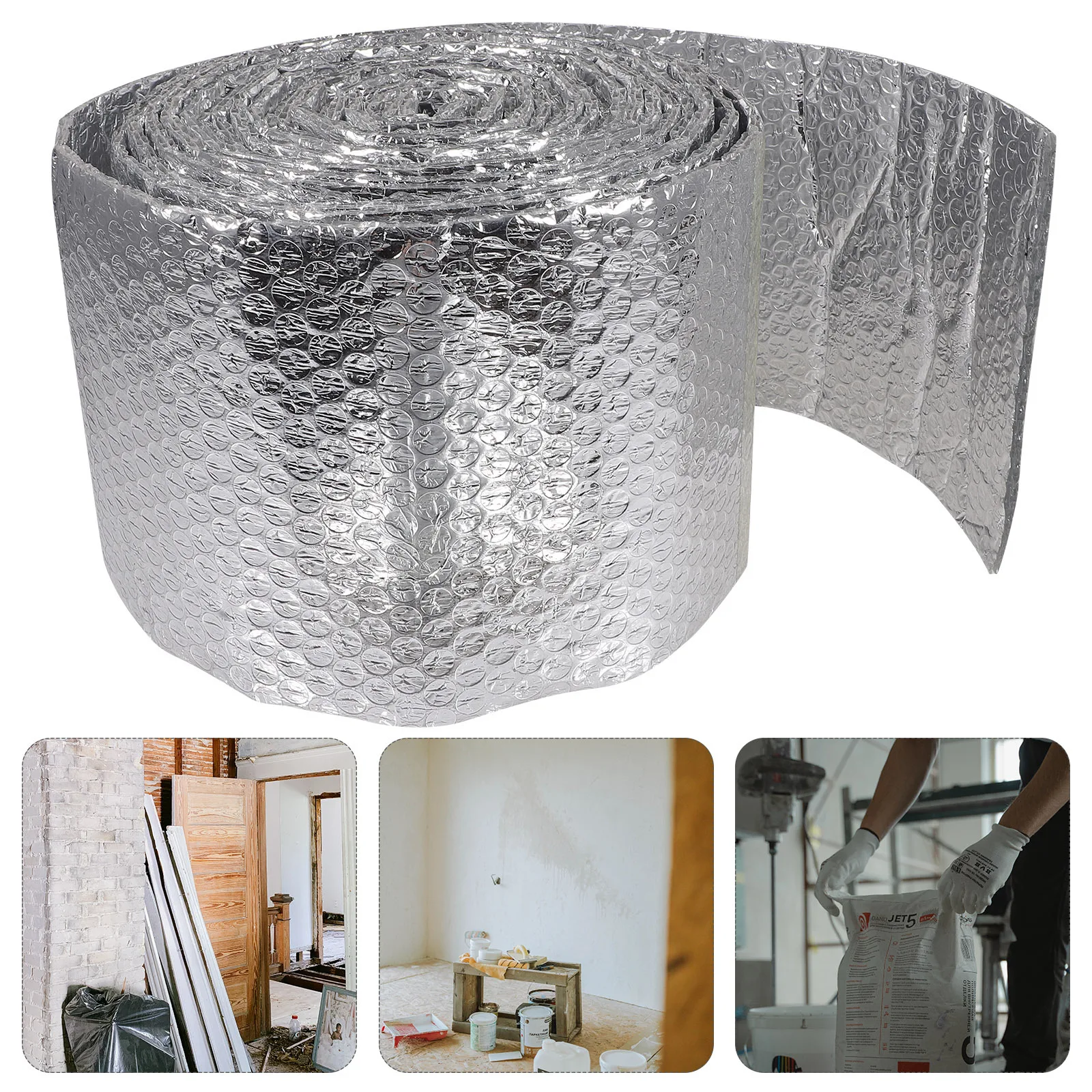 

1 Roll 5Mm Thick Reflective Bubble Insulation Foil For Greenhouse Wall Duct Window Garage Door Energy Saving Wrap