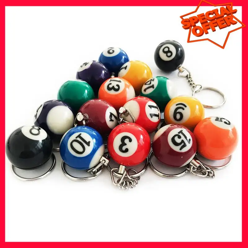 

-ESTR Colorful Billiard Ball Keychain Set 48 Pcs,Mini Magic Key Chain Balls Eightball Billar Billiards Chains Accessories