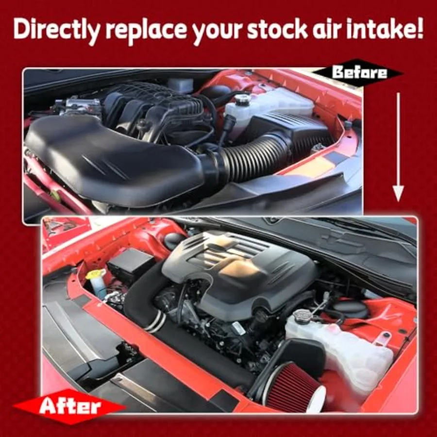 Cold Air Intake Kit with High-Performance Filter and Heat Shield Designed for Enhanced Engine Performance in 2011-2023 Do