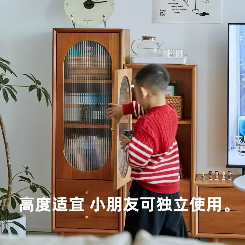 Mueble lateral pequeño de madera maciza, mueble de TV nórdico, mueble esquinero de almacenamiento para sala de estar, armario combinado, librería estrecha, sofá