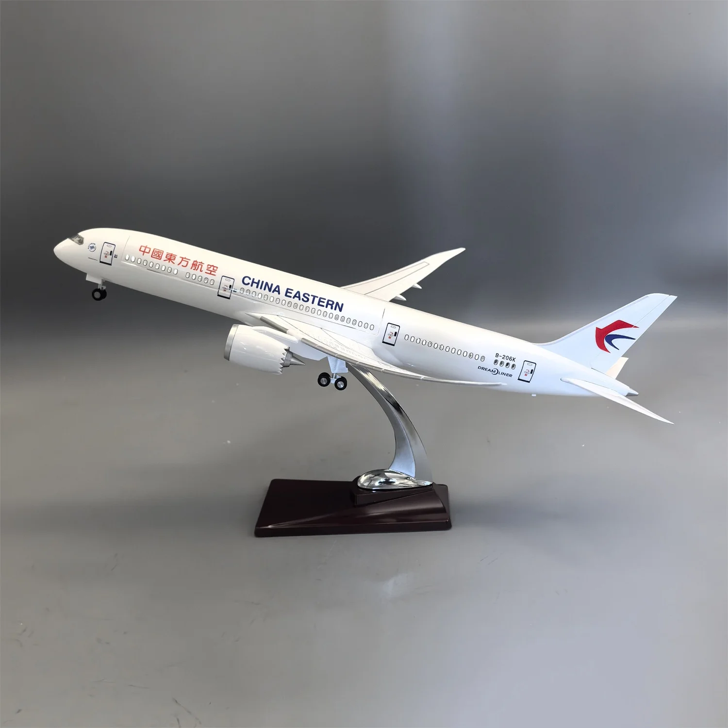 43cm Resin 1/150 Scale B787-9 China Eastern Cabin Door Can Open Adults Airplane Model Kit With Stand And Wheel Aviation Souvenir