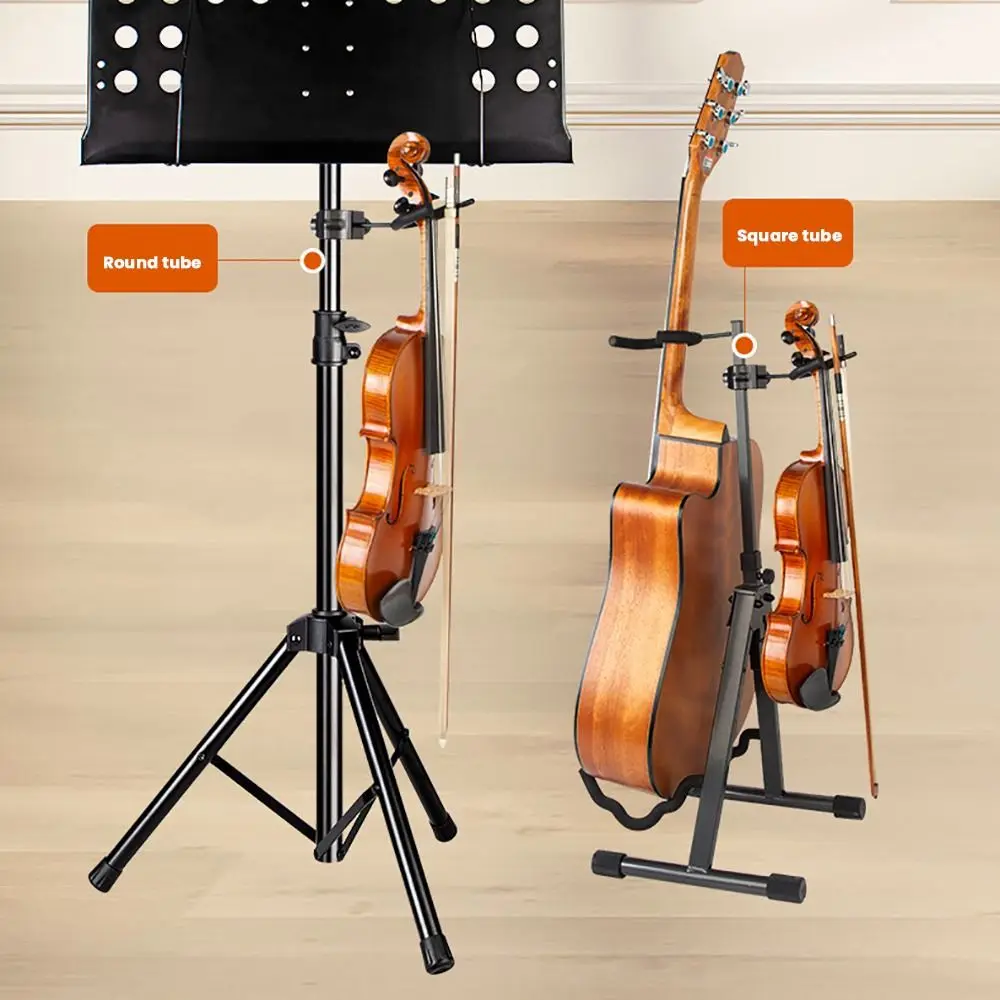 

Metal Violin Hanger No Punching with Bow Hook Violin Viola Stand Microphone or Sheet Music Stand Violin Viola Holder