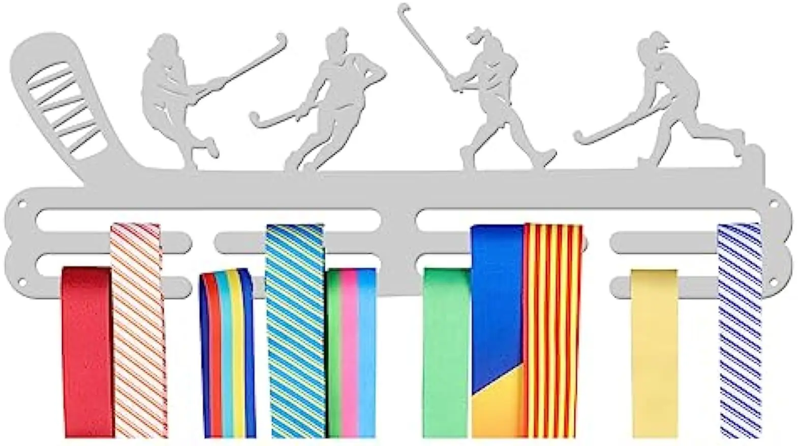 

Medals Hanger Display Holder Rack, Hockey Sports Theme Medals Display Wall Mounted Frame Sports Medal Holder Hooks Ribbon Holder