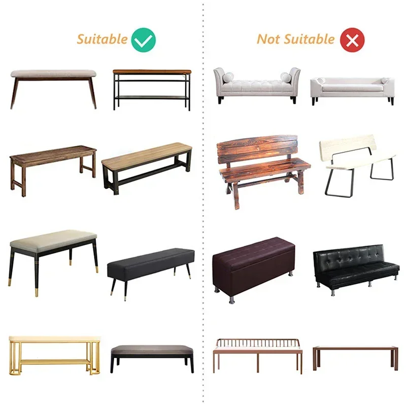 1pc Stretch Long Bench Cover Leaf Jacquard All-inclusive Piano Stool Covers Solid Color Rectangle Chair Slipcover for Home
