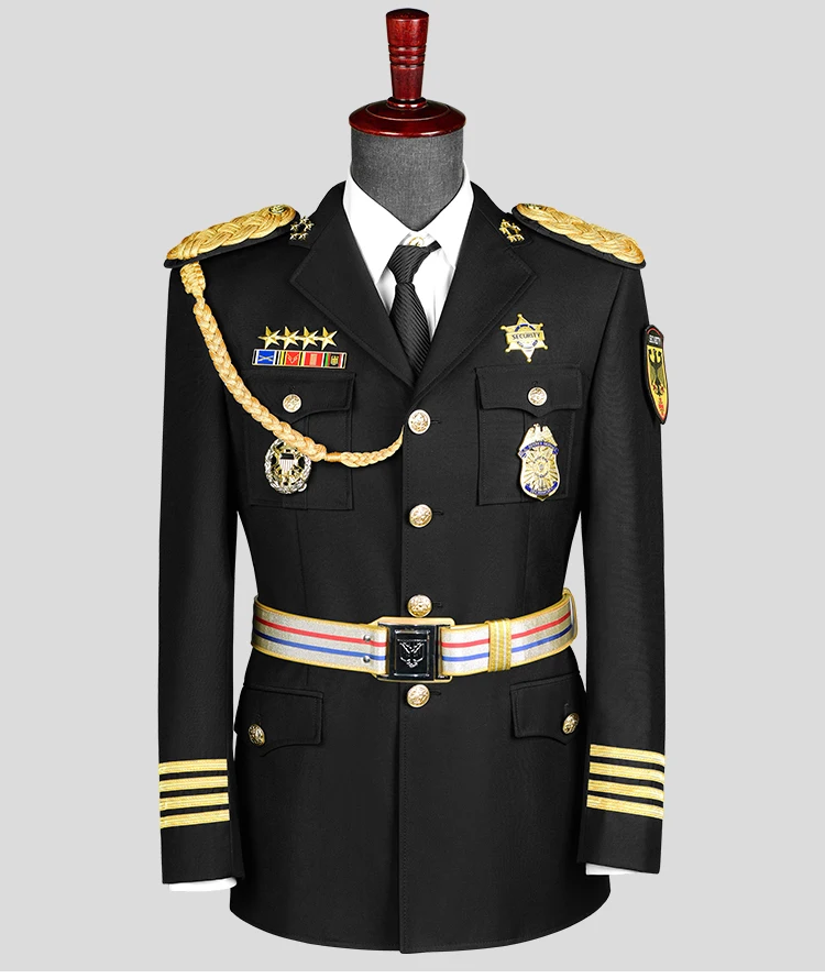 ชุดสูทสีดำสำหรับพิธีการฤดูใบไม้ผลิสำหรับผู้ชาย พร้อมตราสัญลักษณ์