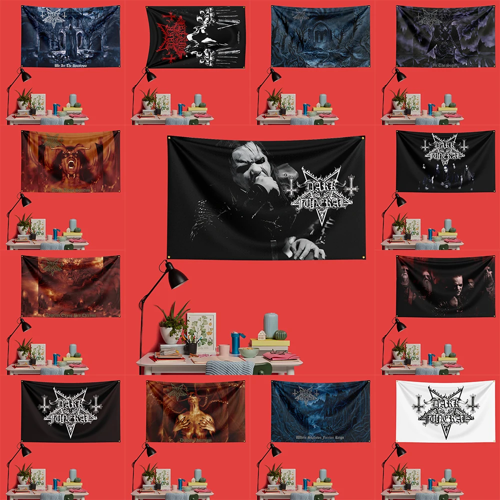 

Dark Funeral Inspired Rock Music Flag 3x5 FT 90x150cm Polyester Decorative Banner Tapestry For Music Fans Bedroom Wall Decoratio