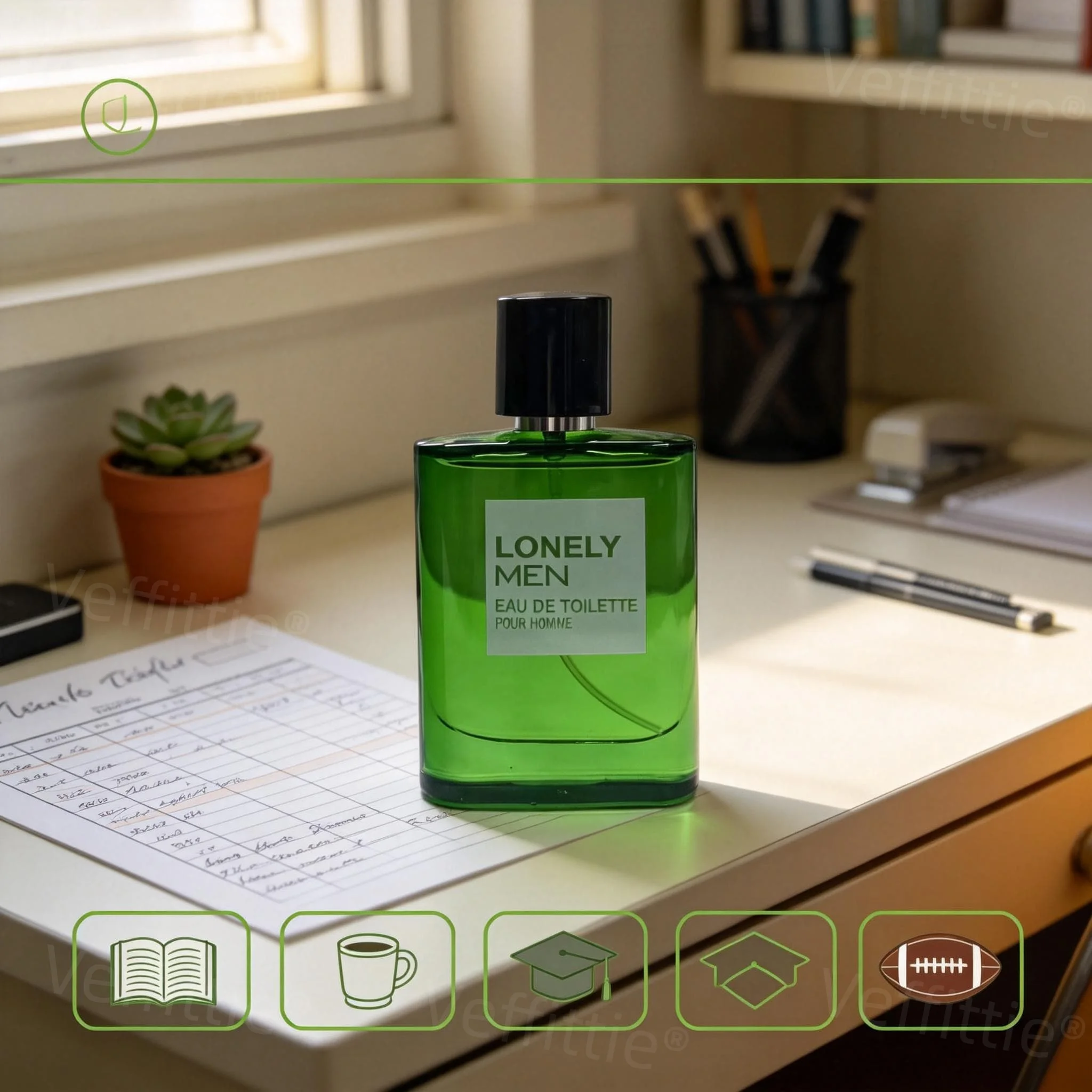 

Executive Green Woody Cologne 50ml, apple orange top, lavender patchouli mid, sandalwood olive base, all-day fresh scent