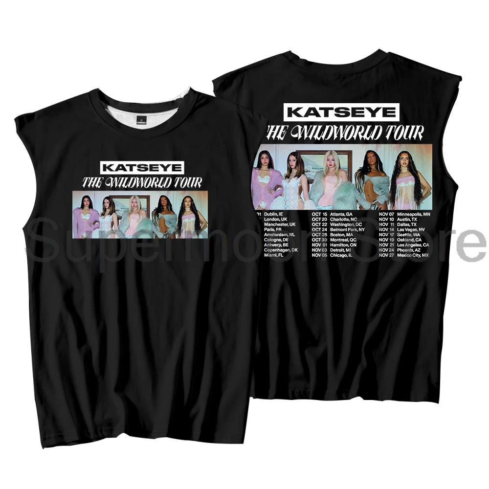 Kpop Katseye The Wildworld Tour 2026 Tank Tops Sleeveless Vest Women Men Outdoor Tops