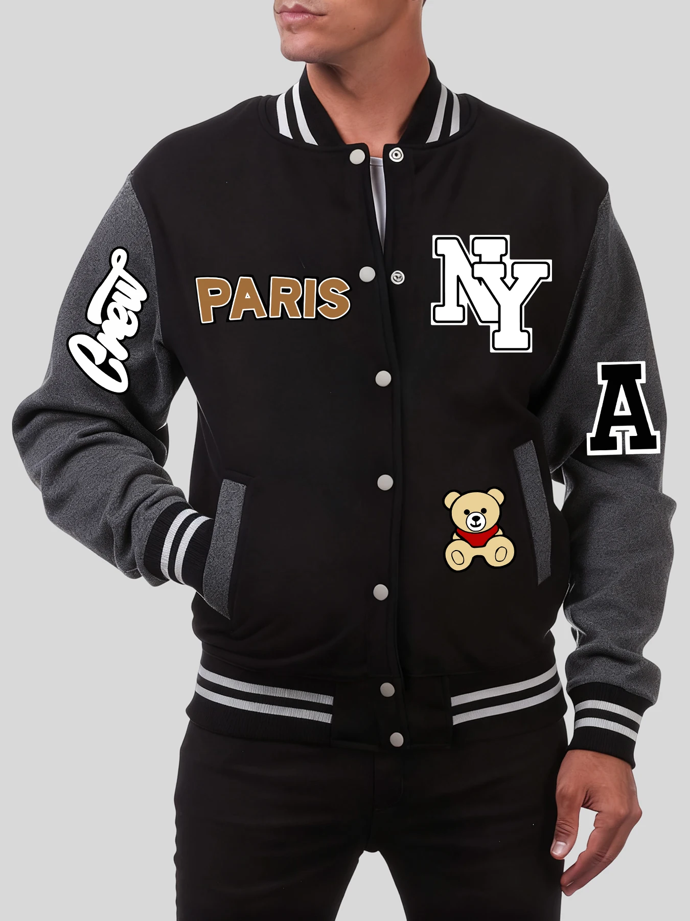 

Мужские бейсбольные куртки с принтами New York Paris Are Both Dream Cities, мягкие повседневные пальто, спортивная одежда на флисовых пуговицах, осенняя свободная одежда