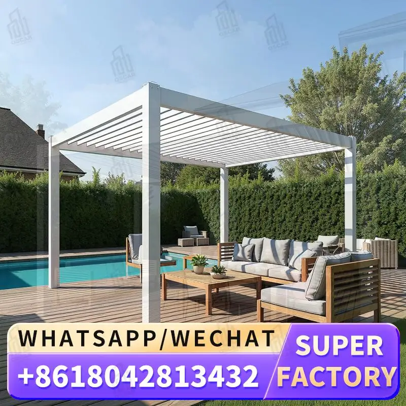 

3X3 3X4 4X4 6X4m Outdoor Waterproof Aluminium Bioclimatic Louvered Pergola Cover Ideal for Garden Patio Backyard pergola