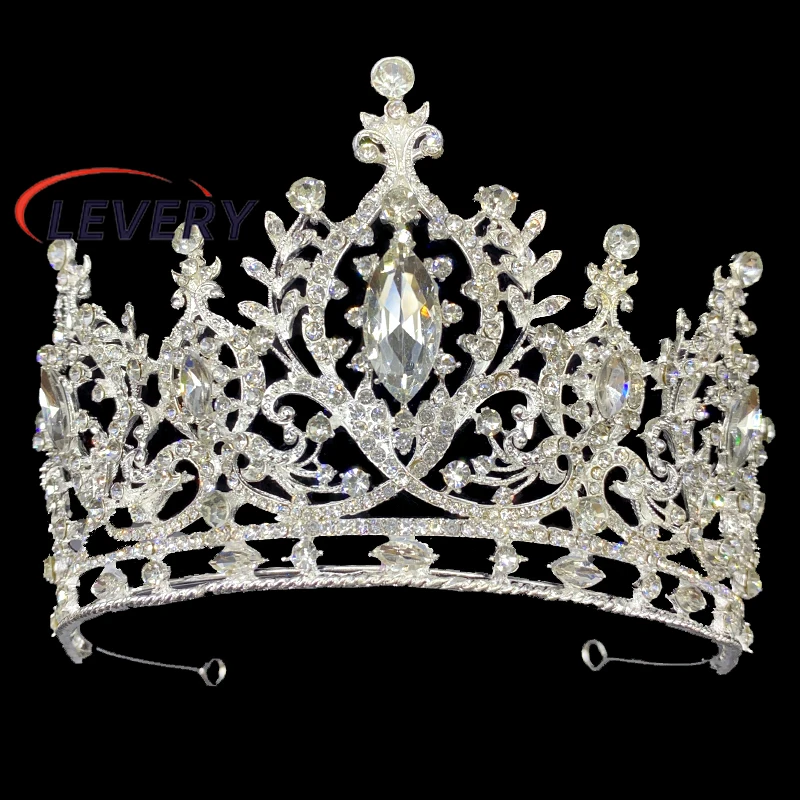 Levery Crystal Rhinestone Tiara Crown Headband Headpiece Queen Princess Pageant Party Theater Show Silver