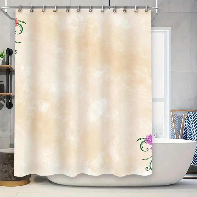 

Мягкая красивая занавеска для душа с цветочным принтом, украшение для дома, водонепроницаемая ткань для ванной комнаты, 180x240 см, белый с зелеными фиолетовыми цветами