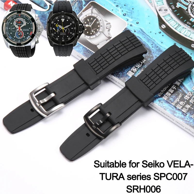 26mm Silicone Watch Band Suitable for SEIKO VELATURA/SRH Series SPC007 Men\' Sports Waterproof Rubber Strap Watch Accessories