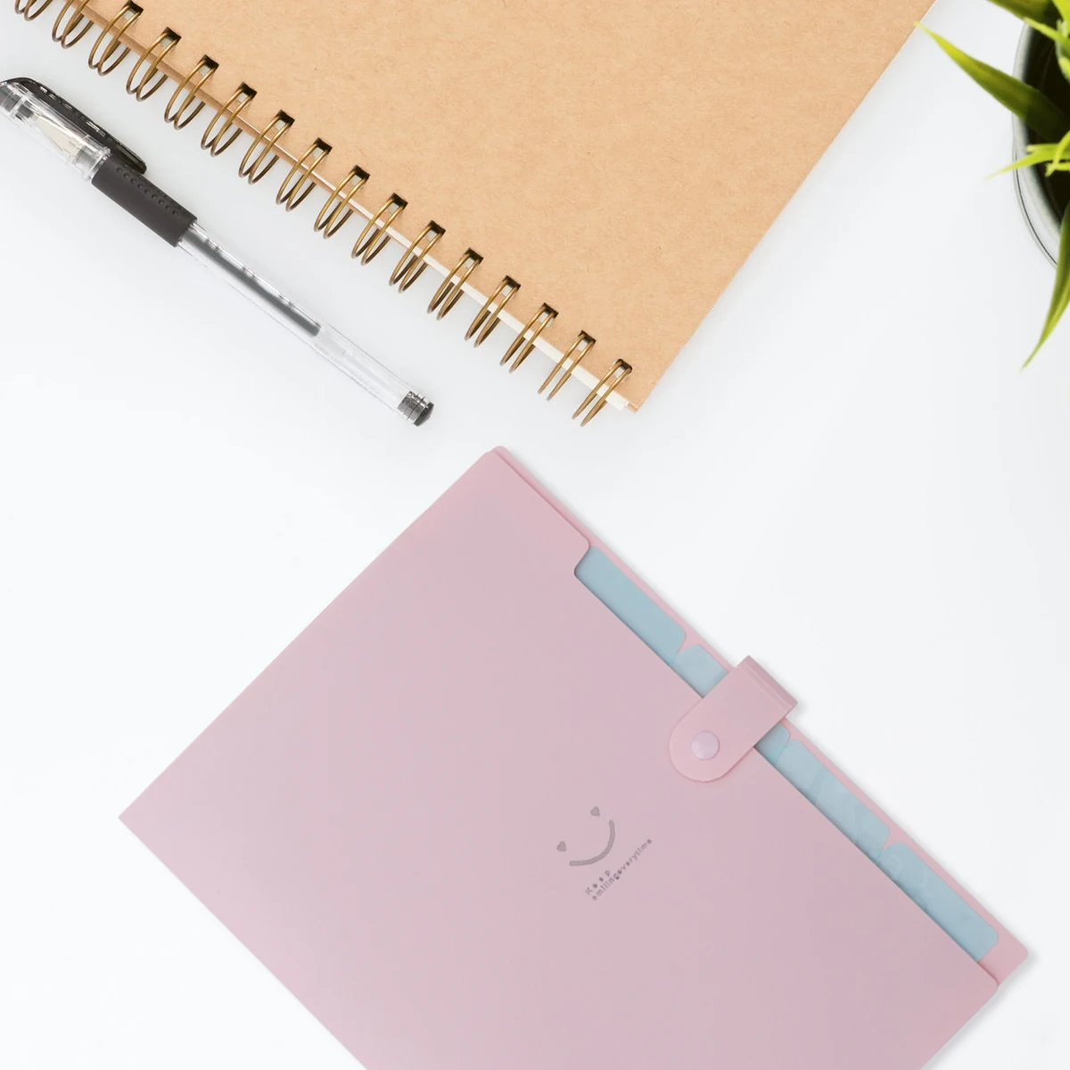 

2 Pcs A4 Plastic Inserted Pages File Folder Lightweight Pastel Face Office Supplies Home School Use Organizing